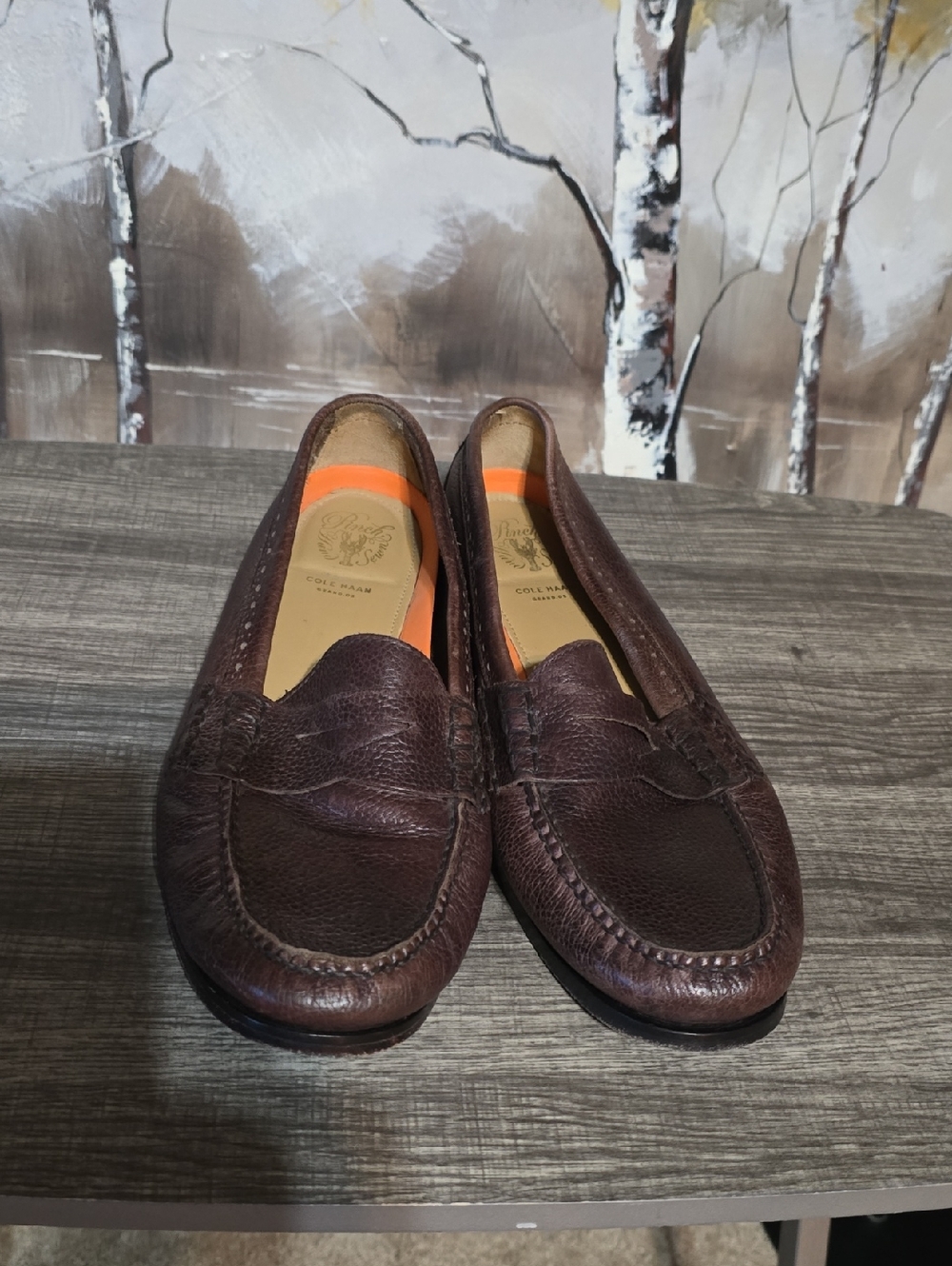 Cole Haan Men's Brown Leather Penny Loafers